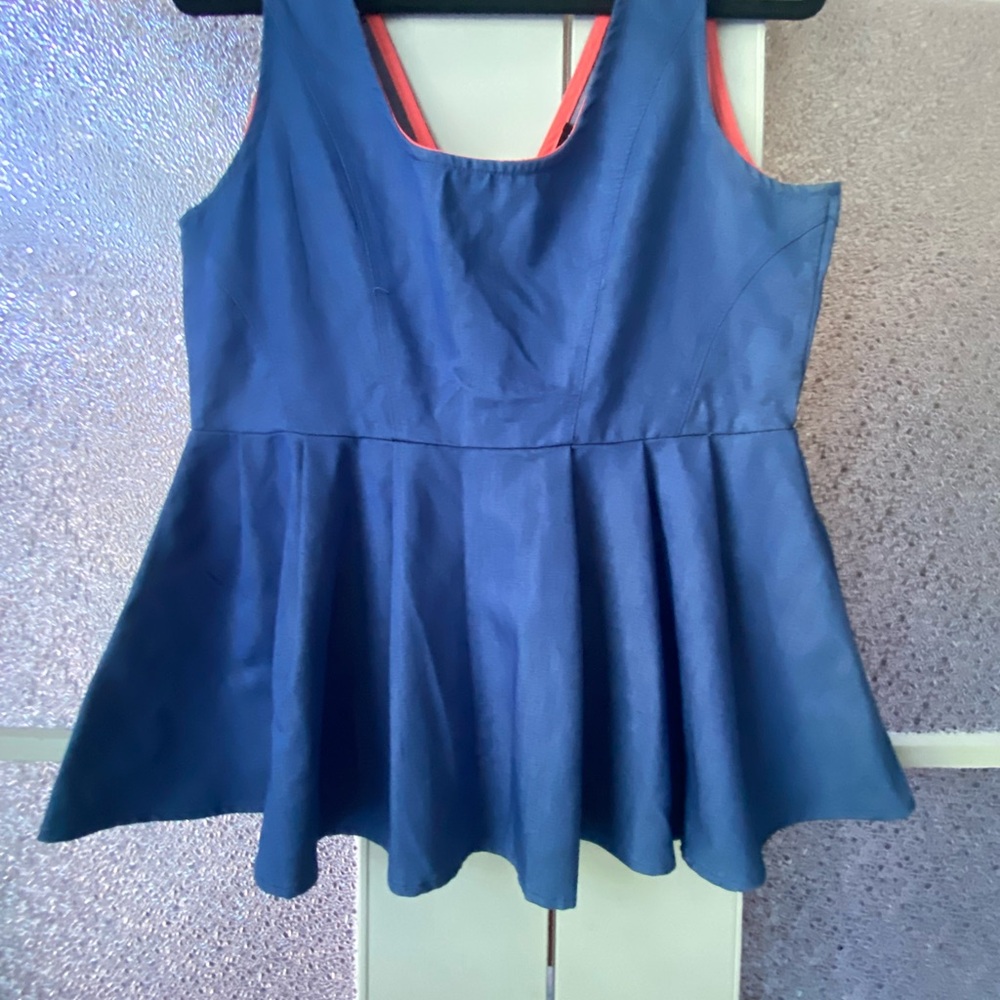 Very J Blue Fit and Flare Sleeveless Top